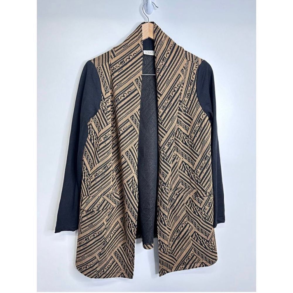Logo By Lori Goldstein Sweater Black Brown Open‎ Cardigan Size XS